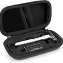 Linkidea Hard Shell Travel Case with Shaving Kit Storage for Short/Long Handled Razor Blades and Attachments - Compatible with Double Edge Safety Razors