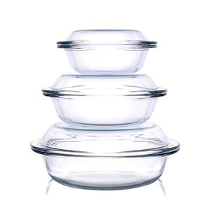 Set of 6 Round Glass Casserole Dishes, Nesting Glass Baking Dish Set with Lid, Oven, Freezer and Dishwasher Safe. - 0.5QT+1QT+1.8QT