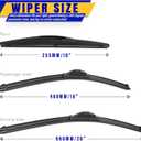 3 wipers Replacement for 2016-2020 2021 2022 Honda HRV HR-V, Windshield Wiper Blades Original Equipment Replacement - 26"/18"/10" (Set of 3) U/J HOOK