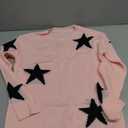 WDIRARA Girl's Star Printed Round Neck Long Sleeve Sweater Casual Drop Shoulder Pullover Knitwear (Pink), 13-14Y