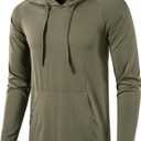 SIR7 Men's Gym Workout Active Long Sleeve Pullover Lightweight Hoodie Casual Hooded Sweatshirts(Army Green X-Large)