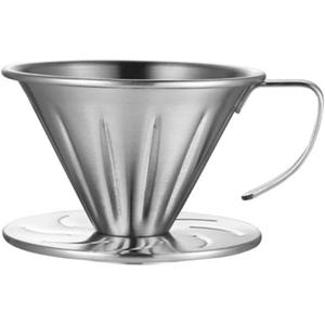Pour Over Coffee Dripper, Stainless Steel Reusable Cone Coffee Filter, V Shaped Dripper Coffee Filter with Handle, Metal Coffee Pot Filter Cup
