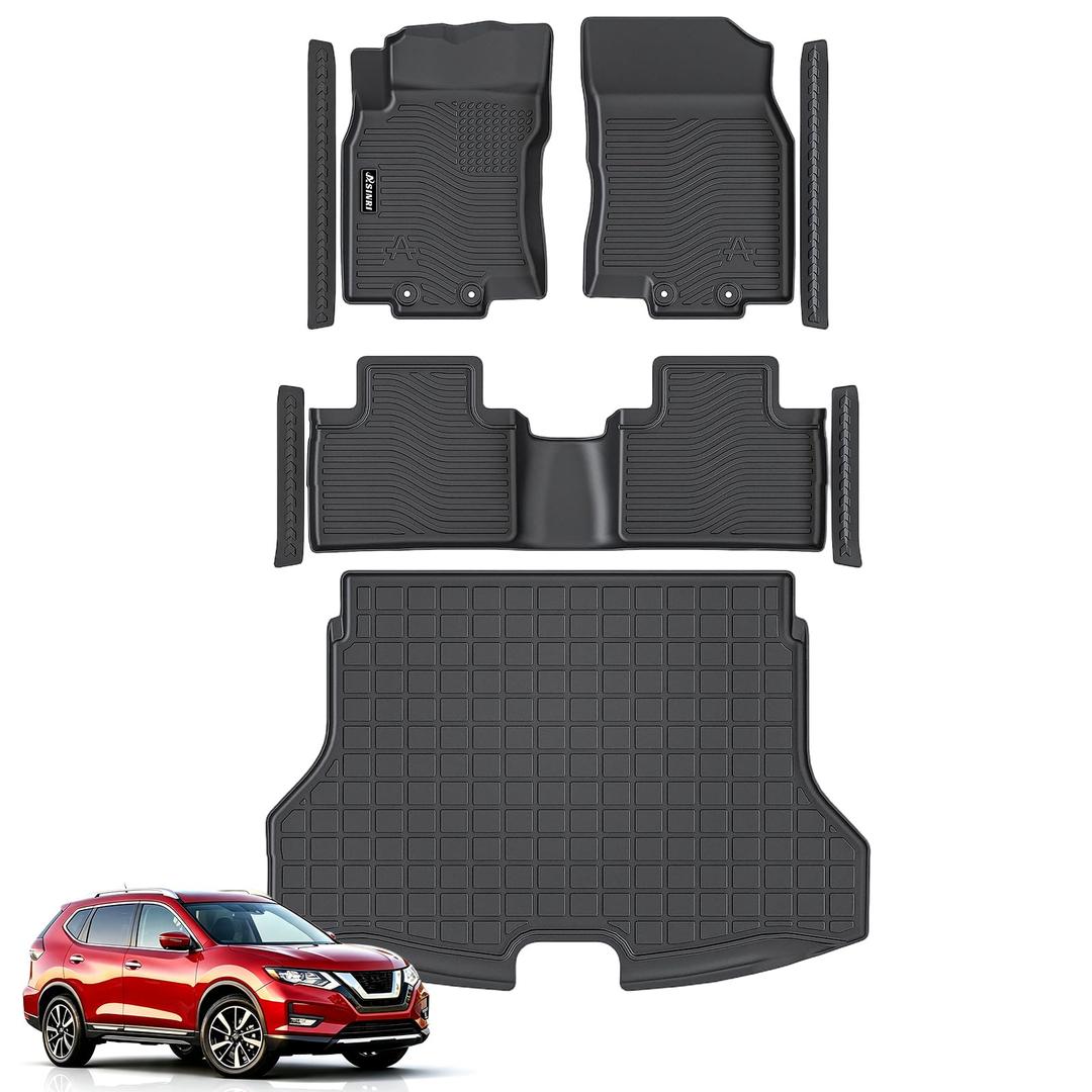 ASINRI Floor Mats for Nissan Rogue 2014-2020 (Not Fit 7-Seat or Hybrid) TPE All Weather Protection Custom Fit Nissan Rogue Accessories Floor Liner and Cargo Liner