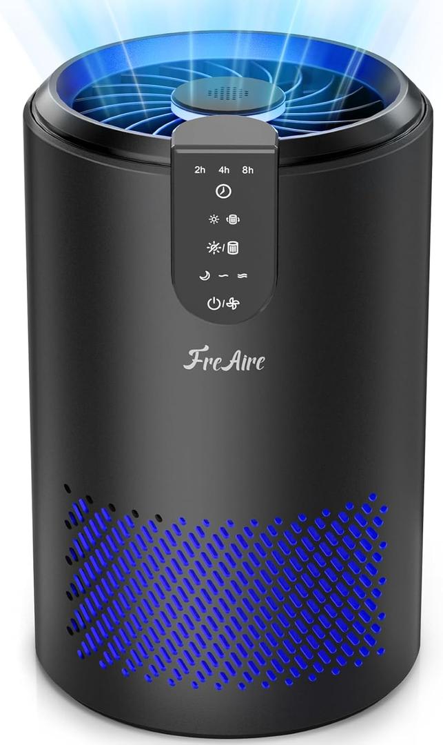 FreAire Air Purifiers for Home, Air Purifiers for Bedroom Up to 538 Ft/h, Room Air Purifier with 3-in-1 Filter for Smoke Pet Dander Odors with Sleep Mode Timer Fragrance for Bedroom Office Kitchen (Black)