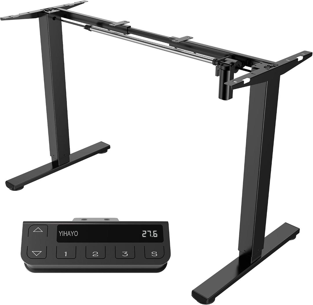 YIHAYO Electric Standing Desk, Frame Only Stand Up Desk with Splice Board, Adjustable Height Desk, Computer Desk for Home Office, Black Frame