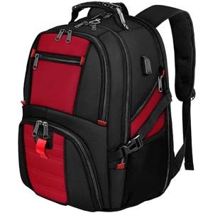 Travel Backpack, Extra Large 50L Laptop Backpacks for Men Women, Water Resistant College Backpack Airline Approved Business Work Bag with USB Charging Port Fits 17 Inch Computer, Bright Red