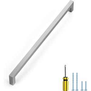 Ravinte 1 Pack Stainless Steel 12-3/5 Inch Cabinet Pulls Brushed Nickel Kitchen Cabinet Handles Square Kitchen Hardware for Cabinet Come with Screwdriver