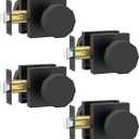 Asidrama 4 Pack Black Privacy Door Knobs with Lock, Door Handles with Matte Black Door Knobs Interior for Bedroom or Bathroom, Heavy Duty Door Lever for Left Right Sided Doors