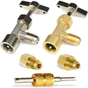 Lu-Hawk R134A Adapter Fitting Kit (Lu-Hawk R134A Self-Sealing, and Single Puncture Can Taps, with Valve Core Removal Tool)