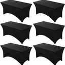 Fixwal 1 Pack Black Table Cloth for 6FT Rectangle Tables, Rectangular Tablecloths Stretch Spandex Fitted Table Covers 6FT for Parties, Trade Shows, Banquet, Weddings, Buffet, Graduation Decorations