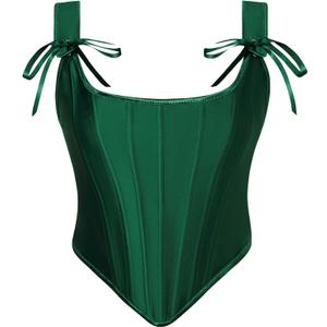 Scarlet Darkness Corset Tops for Women Renaissance Boned Overbust Bustier Corset Top (16, Deep Green)
