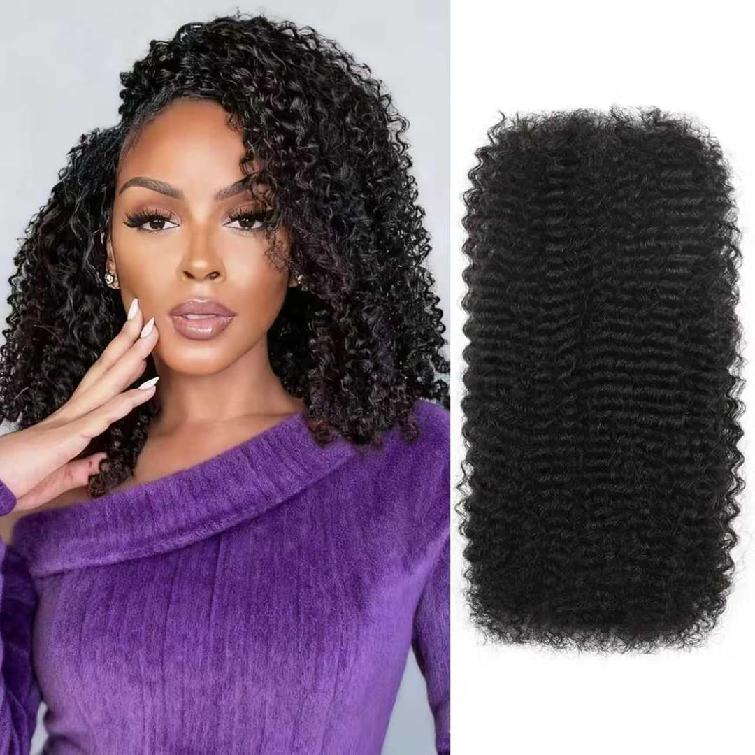 Afro Kinkys Bulk Human Hair For Braiding Soft 4c Afro Kinky-Curly Human Hair For Mini Twists,Dreadlocks Extensions,Repair Locs,Micro Locs Extension,Human Braiding Hair 18inch(1B,35g/pack) (Natural Black)