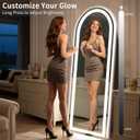Arch Full Length Standing Mirror with LED Lights, 56"x20" Lighted Mirror with Dimming & 3 Color Lighting, Tall Mirror Full Body for Bedroom, Dressing Room