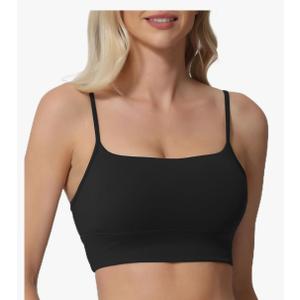 Sports Bras for Women Spaghetti Strap Padded for Yoga Running Gym Workout, Wireless Scoop Neck Bras Crop Tank Top XL