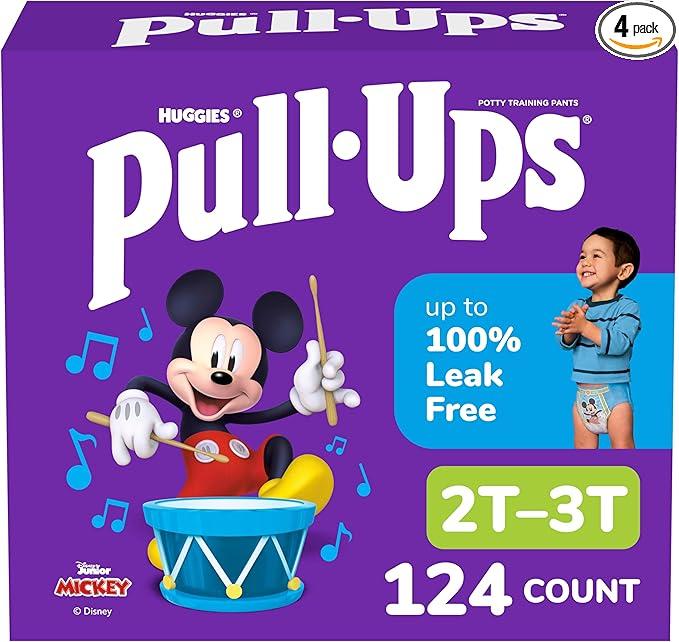 Pull-Ups Boys' Potty Training Pants, Size 2T-3T Training Underwear (16-34 lbs), 124 Count (4 Packs of 31)
