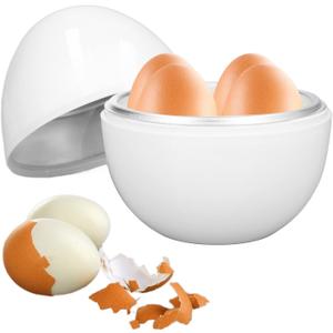 Microwave Egg Cooker for 4 Eggs, Hard Boiled Egg Cooker Compact Microwave Safe Egg Boiler for Hard Soft or Poached Eggs Space Saving Design