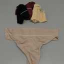 Kvitko High Waisted Seamless Thongs for Women Nylon Cotton Blend Sexy Invisible Panties Underwear 4 Pack, Large