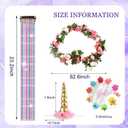 22Pcs Horse Costume, Unicorn Horn, Pony Bling Hair Accessory Set, Horses Tail Extension with Mini Clip, Pony Tinsel Rose Flower Vine for Real Horse Birthday Party Decor