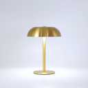 JHWDHD Portable LED Mushroom Table Lamp, 8.46'' Metal Small Cordless Desk Night Light with 5200mAh Rechargeable Battery, Stepless Dimming Lamp with 3 Colors for Bedroom/Bar/Coffee Shop (Gold)