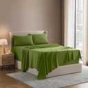 Nestl Short Queen Sheet Set - 1800 Ultra-Soft Microfiber - Double Brushed - Deep Pockets - Easy Fit - 4 Piece Set - Bed Sheets (Short Queen, Calla Green)