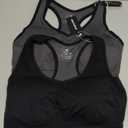 MIRITY Women Racerback Sports Bras - High Impact Workout Gym Activewear Bra (Medium, Black Grey)