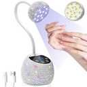 CGBE UV LED Nail Lamp, 36W Mini Cordless Flash Cure Lamp, USB Rechargeable Goosenecks LED Nail Light with 4 Timers & Auto Sensor for Salon Home DIY Use, White Diamond