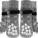 Anti-Slip Dog Socks Prevent Licking Paws,Dog Socks with Grippers for Senior Dogs Walk on Hardwood Floor,Dog Grippers with Strong Traction,Dog Essentials,Grey 2 Pairs,XS