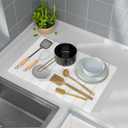 Dish Drying Mat for Kitchen Counter, 24"  16" Large Stone Drying Mat, Foldable Quick Dry Stone Mats, Ultra Absorbent Diatomaceous Earth Dish Mat for Dishes, Bottles, Cups, White