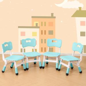 4 Piece Kids Chair Set 3 Levels Adjustable Stackable Kids Chairs Ideal for Playrooms, Schools, Daycares and Homes Washable and Easy to Clean Max Weight 220LB (Mint Green 4 Piece Set)