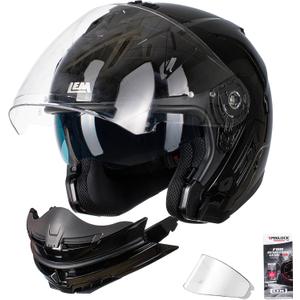 LEM Modular Motorcycle Helmets for Adults, Full Face Motorcycle Helmets for Men, Detachable Chin Guard, DOT Approved, Anti-Fog PINLOCK & DVS Dual Vision, Double D Lock, Quick Series(Black, Small)
