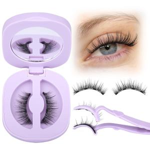 Magnetic Eyelashes with Applicator Natural Look Magnetic Lashes with Applicator Wispy False Lashes with Magnets No Need Glue Reusable Lashes by Lanflower (C1 Pair)