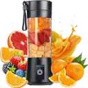 Portable USB Blender for Shakes and Smoothies – 380ml Personal Size, Rechargeable Juicer Cup, 6 Blades, 2000mAh Battery, Mini Travel Blender for Protein, Baby Food, Juice