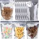 200 Pack Mylar Bags with Window for Food Storage and Resealable for Small Business Packaging Bag Supplies Great for Party Favor Food Storage (Silver, 5x8Inches)
