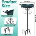 Metal Bird Bath for Outdoors, Vintage Freestanding Birdbaths with Bird Statue 12" Detachable Birdfeeder Bowl with 5- Pronged Base for Outside Garden Patio Yard Lawn Decor (Vintage Green)