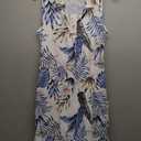 WNEEDU Summer Dresses for Women 2026 Maxi Dresses Casual Collared V-Neck Sleeveless Sundresses Split Beach Long Dress Travel Vacation Outfits,Floral Leaves S