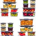 Rubbermaid Brilliance Food Storage Containers Plastic Containers with Lids BPA Free, Leak Proof Food Container, Clear, Two sets of 24 (48 pieces total)