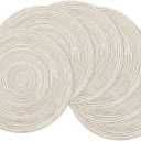 SHACOS Round Placemats Set of 6 Braided Circle Place Mat Washable 15 inch Table Mats for Kitchen Dining Table Decor Mixed Color (Ivory, 6)