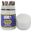 Drill America 15 Piece Heavy Dutyy High Speed Steel Drill Bit Set with Black and Gold Finish in Round Case (1/16" - 1/2" x 32nds), KFD Series