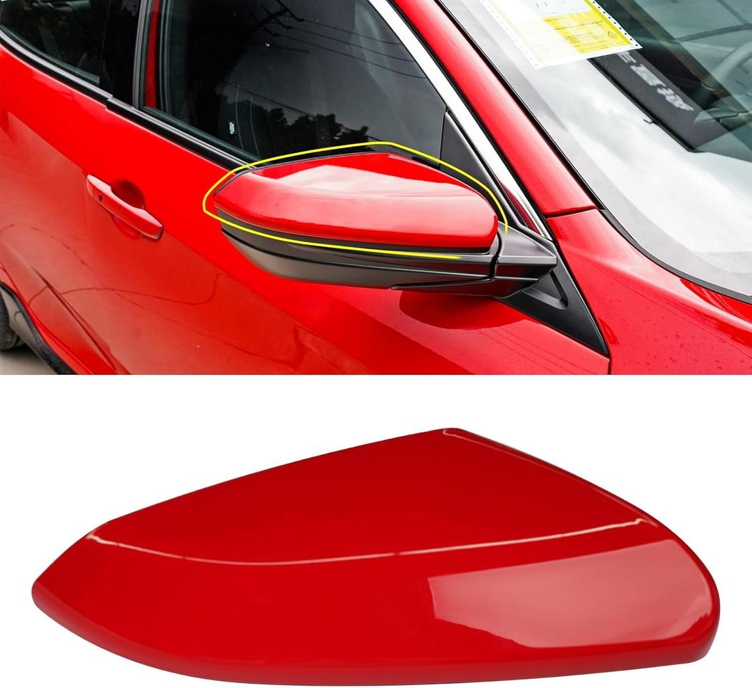 Moonlinks Compatible with 2016-2021 Honda Civic Passenger Side Mirror Cover Replacement,Red Mirror Cap for 10th Gen Civic,2019-2022 Insight,Right Side(1PC)