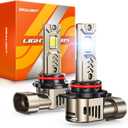 SEALIGHT L2S 9012 LED Light Bulbs, 10X Super Brighter 6500K Cool White 9012 HIR2 LED Headlight Bulb with Fan, 1:1 Halogen Mini Size, Plug N Play, Pack of 2