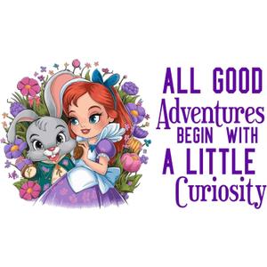 Cute Cartoon Alice and Rabbit Floral Mad Hatter Cheshire Cat Alice in Wonderland Adventurous Creative Minimalist Cartoon Girls Boys Kid Room Design Nursery Fun Home Vinyl Decoration Size (28x26 inch)