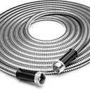 304 Stainless Steel Garden Hose by Gustyfind Garden- 50ft, Kink Free, Light Weight, Flexible, Puncture Proof, Non Chewable by Pets, Expandable, Weather Proof, Tear Proff, UV protected (50Ft)