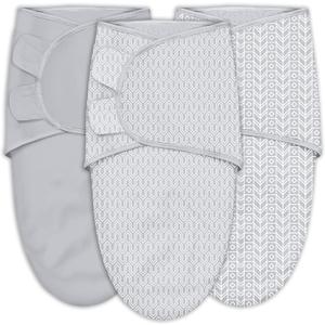 SWEET DOLPHIN 3-Pack Baby Swaddle Sleep Sacks - Newborn Swaddle Blanket with Soft Cotton - Ergonomic Wrap for Boys and Girls, 0-3 Months, Grey (One Size)