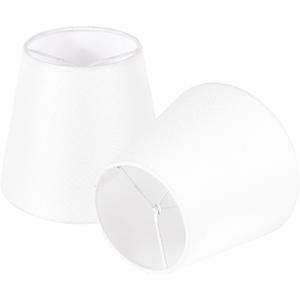 Lampwell Small Lamp Shades Set of 2, White Clip On Lamp Shades for Table Lamps-4" Top x 5" Bottom x 6" High, Mini Barrel Fabric Lampshades for Table Chandeliers Sconce Wall Floor Lamp Replacement