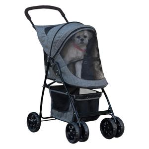 Pet Gear Happy Trails Lite Pet Stroller for Cats/Dogs, Zipper Entry, Easy Fold with Removable Liner, Safety Tether, Storage Basket (Dark Platinum)