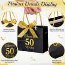 Moinchore 30 Pcs Black Gold 50 Birthday Paper Gift Bags Bulk 5.5 x 4.7 x 2.5 in Mini Cheers to 50 Years Favor Bags with Handles Bow Ribbon Wrap for Birthday Anniversary Wedding Day Party Supplies
