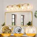5-Light Bathroom Light Fixtures, Vanity Lights for Bathroom, Wall Lights for Mirror | Clear Glass Shade | Bulbs Not Included | Brushed Gold, 36.8"L x 8"W x 8"H