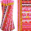 PLULON 60 Pieces Valentine's Day Pencils with Eraser Colorful Wood Pencils Cartoon Valentine Pencils for Kids School Party Valentine's Day Home (60)