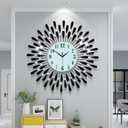 Large Wall Clock Non-Ticking Silent Modern Big Clocks Decorative Wall Clocks for Living Room Dining Room Bedroom Decor, Dia 23.6 Inch Black