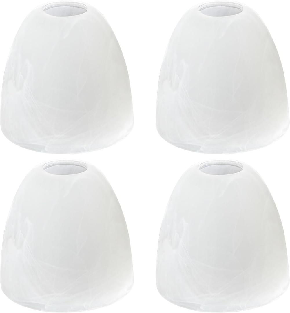 4 Pack Alabaster Glass Lamp Shade Replacement with 1.7" Fitter Opening for Ceiling Fan Light Kit Wall Sconce Pendant Light Fixture
